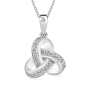 Luxuriant Lab Grown Diamond G-H SI 0.50 ctw Knot Pendant Necklace in Rhodium Over Sterling Silver 20 Inches