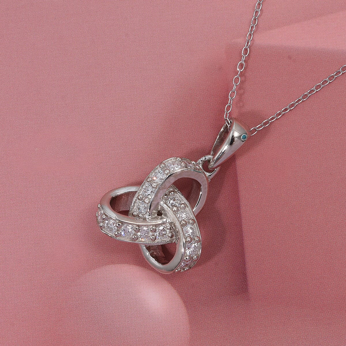 Luxuriant Lab Grown Diamond G-H SI 0.50 ctw Knot Pendant Necklace in Rhodium Over Sterling Silver 20 Inches image number 1