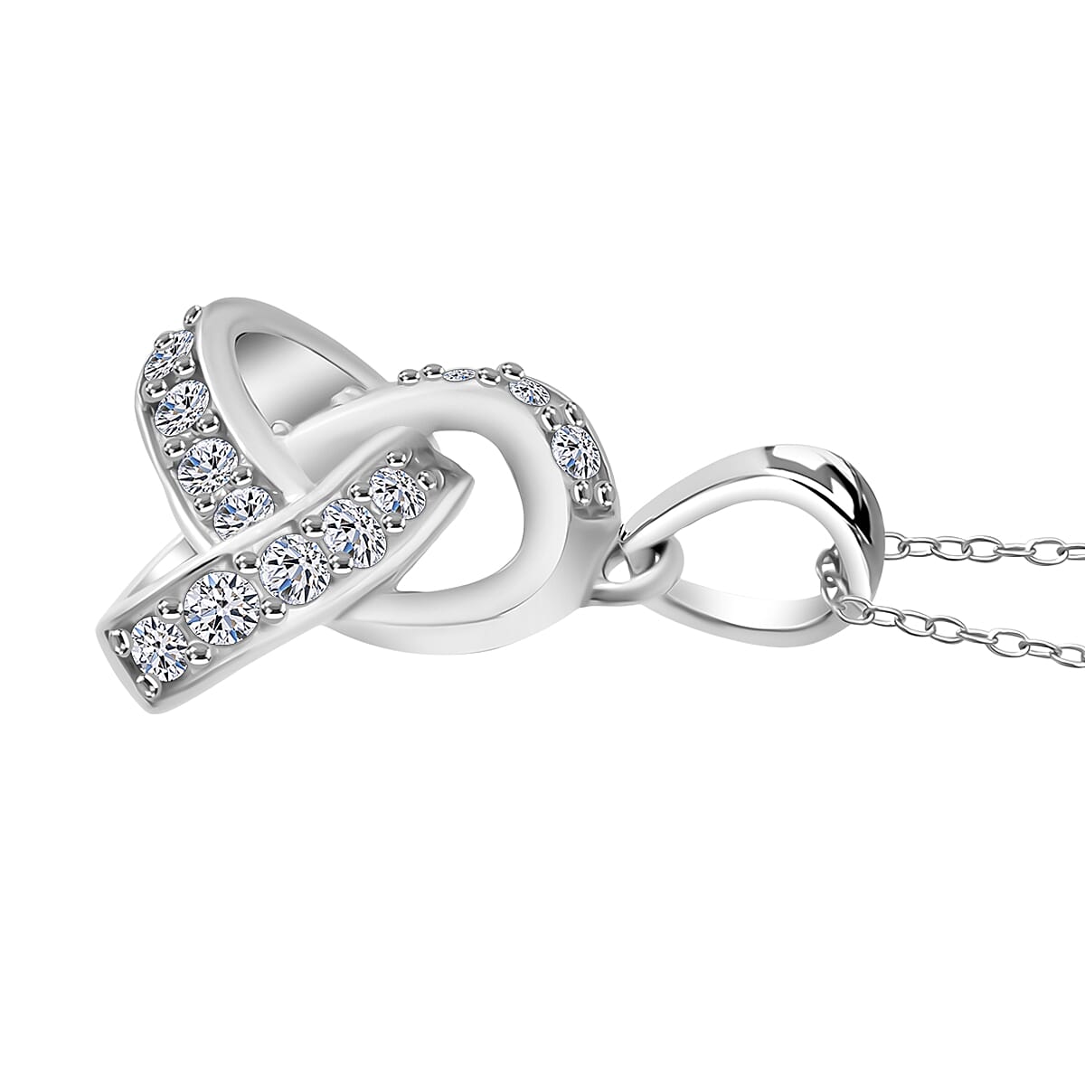 Luxuriant Lab Grown Diamond G-H SI 0.50 ctw Knot Pendant Necklace in Rhodium Over Sterling Silver 20 Inches image number 3