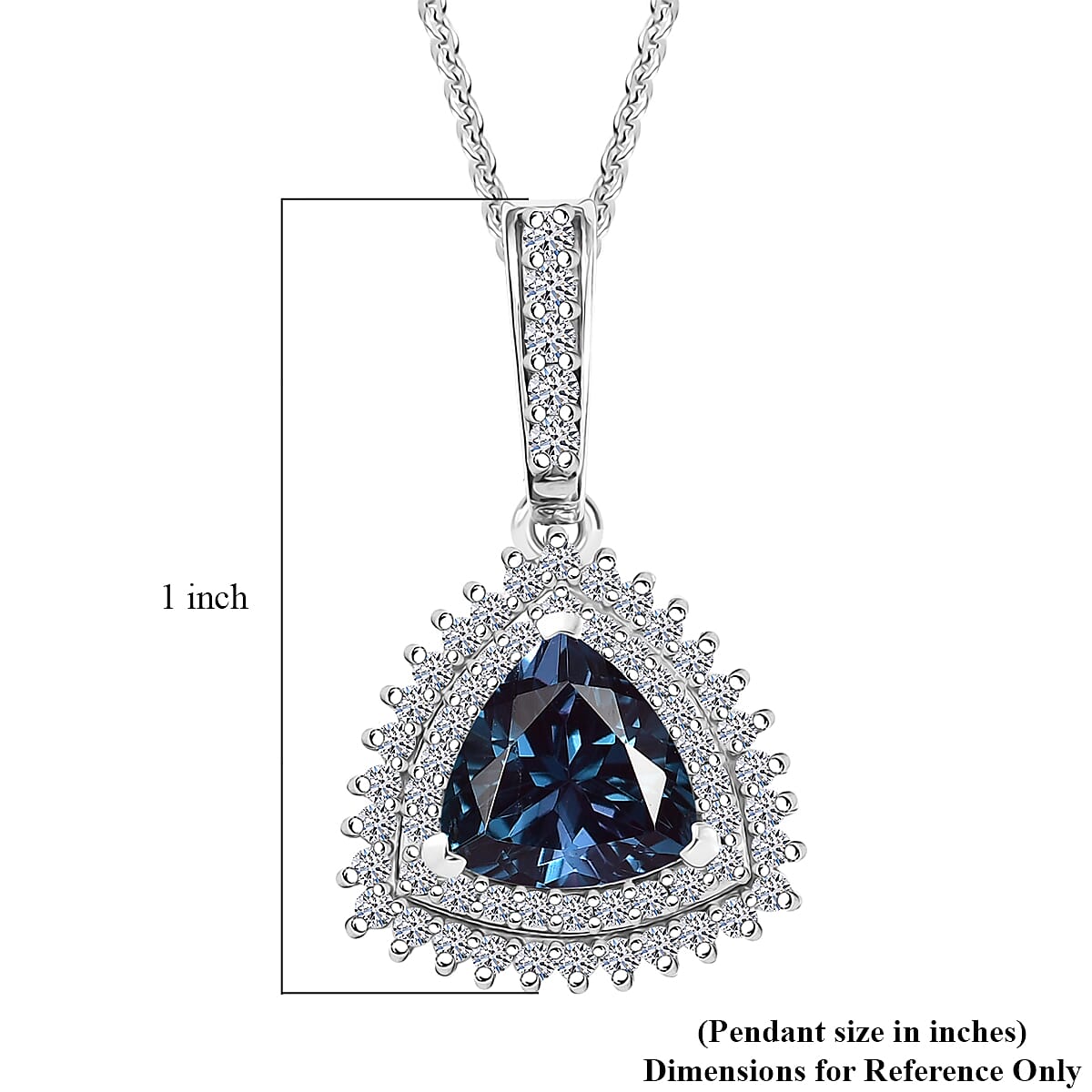 Luxuriant Premium Lab Grown Alexandrite and White Zircon 3.10 ctw Radiant Eclipse Pendant Necklace in Rhodium Over Sterling Silver 20 Inches  image number 5