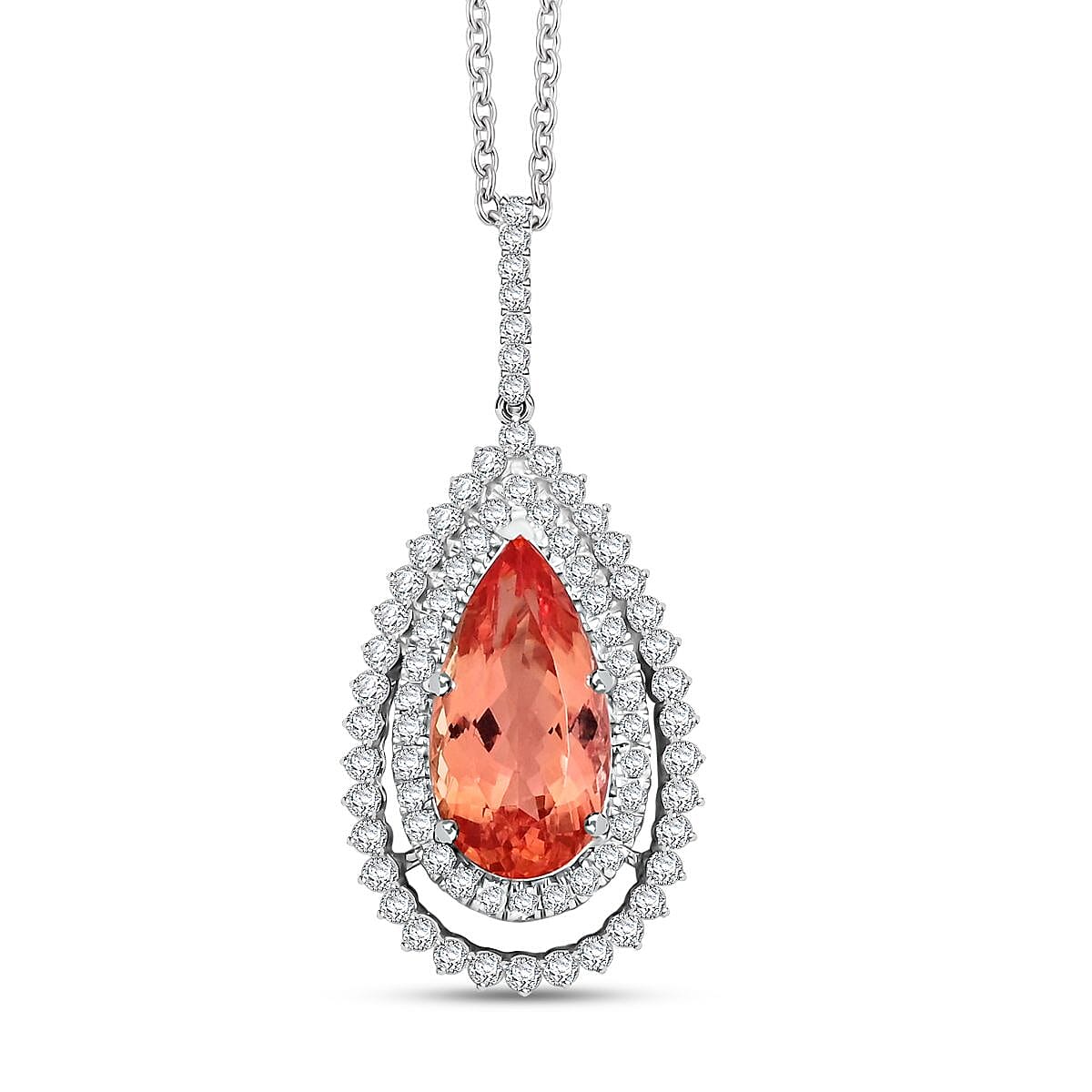 Chairman Collection Certified & Appraised Rhapsody AAAA Imperial Topaz and E-F VS Diamond 8.95 ctw Pendant Necklace in 950 Platinum 13.93 Grams 18 Inches image number 0