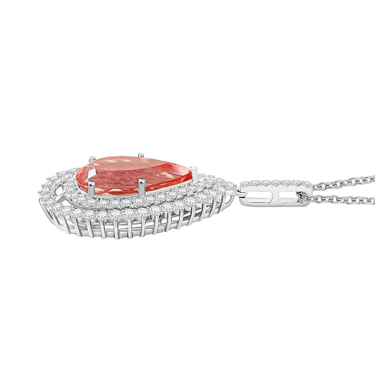 Chairman Collection Certified & Appraised Rhapsody AAAA Imperial Topaz and E-F VS Diamond 8.95 ctw Pendant Necklace in 950 Platinum 13.93 Grams 18 Inches image number 3