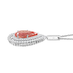 Chairman Vault Collection Certified & Appraised Rhapsody AAAA Imperial Topaz and E-F VS Diamond 8.95 ctw Pendant Necklace in 950 Platinum 13.93 Grams 18 Inches