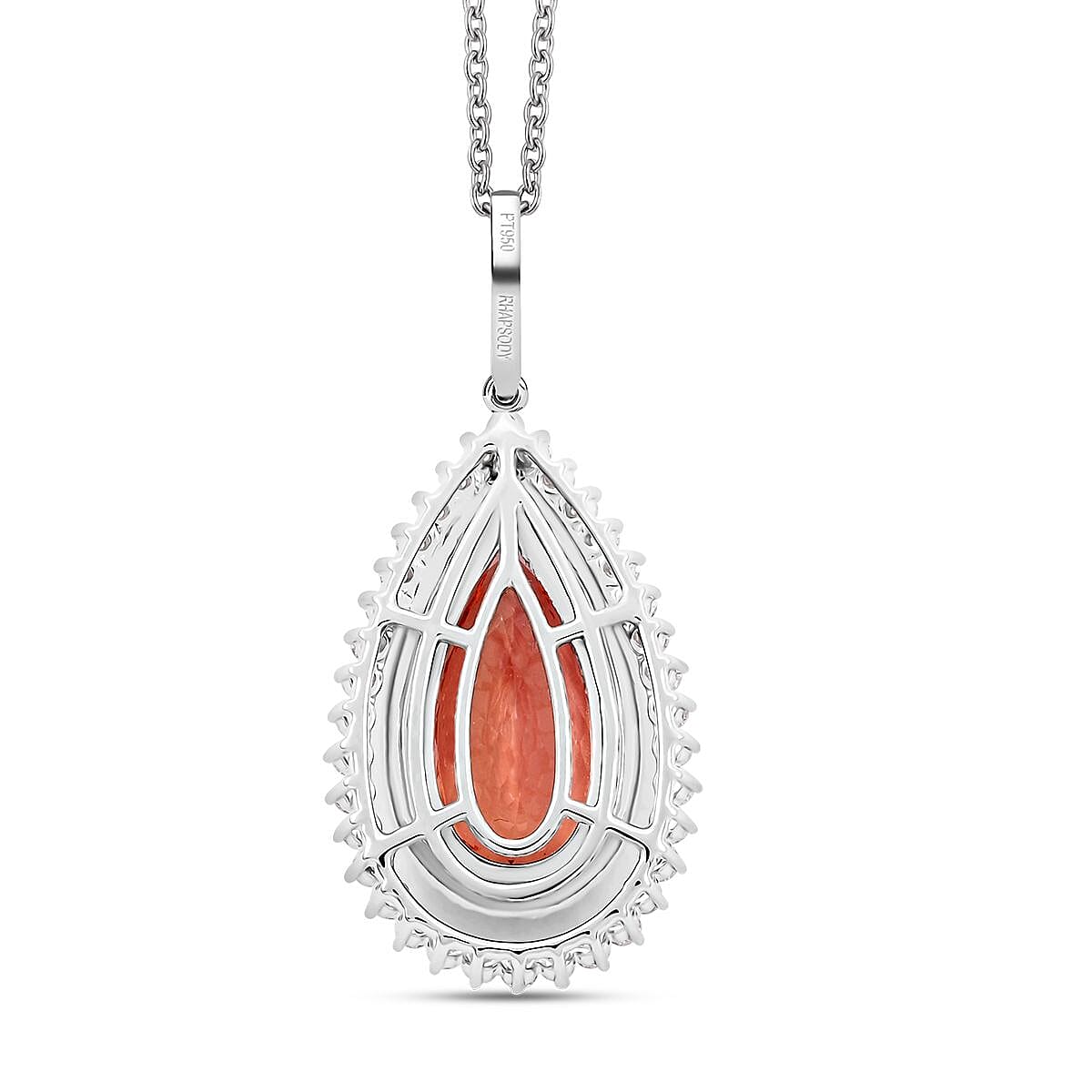 Chairman Collection Certified & Appraised Rhapsody AAAA Imperial Topaz and E-F VS Diamond 8.95 ctw Pendant Necklace in 950 Platinum 13.93 Grams 18 Inches image number 4