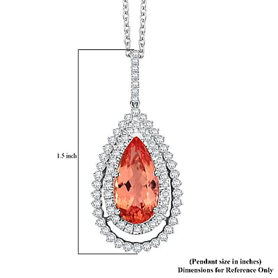 Chairman Vault Collection Certified & Appraised Rhapsody AAAA Imperial Topaz and E-F VS Diamond 8.95 ctw Pendant Necklace in 950 Platinum 13.93 Grams 18 Inches