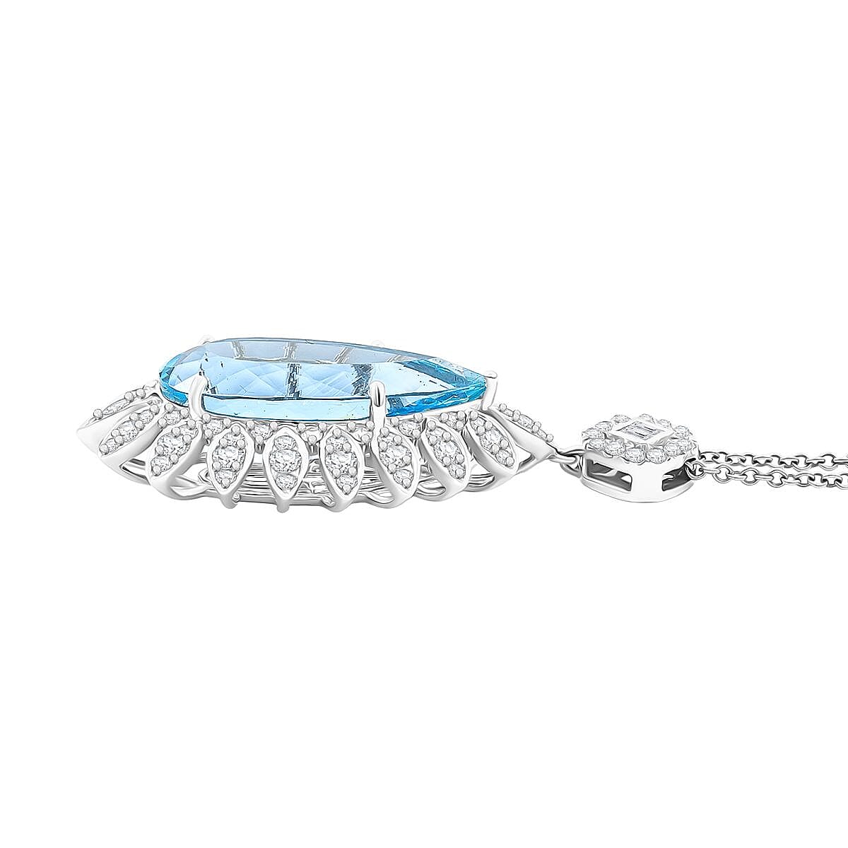 Chairman Collection Certified & Appraised Rhapsody AAAA Santa Maria Aquamarine and E-F VS Diamond 17.85 ctw Pendant Necklace in 950 Platinum 18 Inches 20.75 Grams image number 3