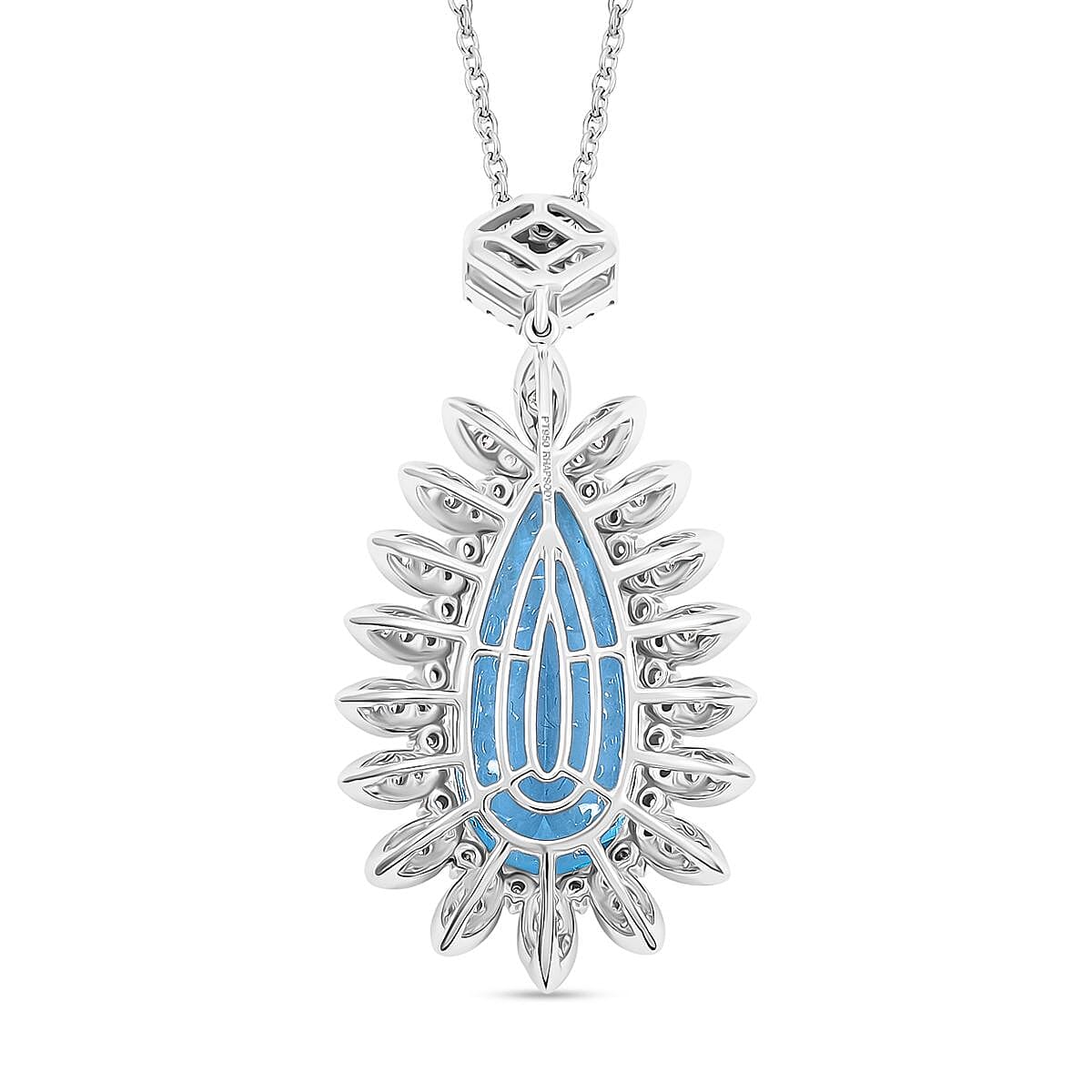 Chairman Collection Certified & Appraised Rhapsody AAAA Santa Maria Aquamarine and E-F VS Diamond 17.85 ctw Pendant Necklace in 950 Platinum 18 Inches 20.75 Grams image number 4