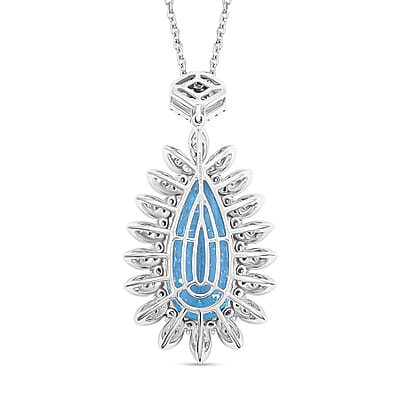 Chairman Vault Collection Certified & Appraised Rhapsody AAAA Santa Maria Aquamarine and E-F VS Diamond 17.85 ctw Pendant Necklace in 950 Platinum 18 Inches 20.75 Grams