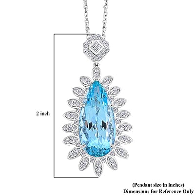 Chairman Vault Collection Certified & Appraised Rhapsody AAAA Santa Maria Aquamarine and E-F VS Diamond 17.85 ctw Pendant Necklace in 950 Platinum 18 Inches 20.75 Grams