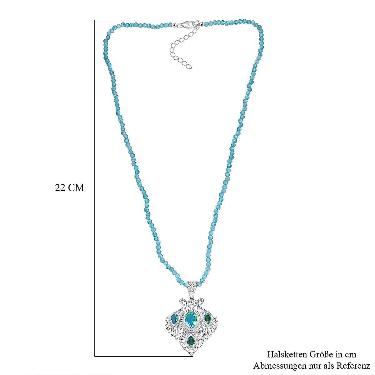 D'Joy Peacock Quartz (Triplet) and Apatite 41.10 ctw Pendant Necklace in Sterling Silver 20 Inches  image number 5