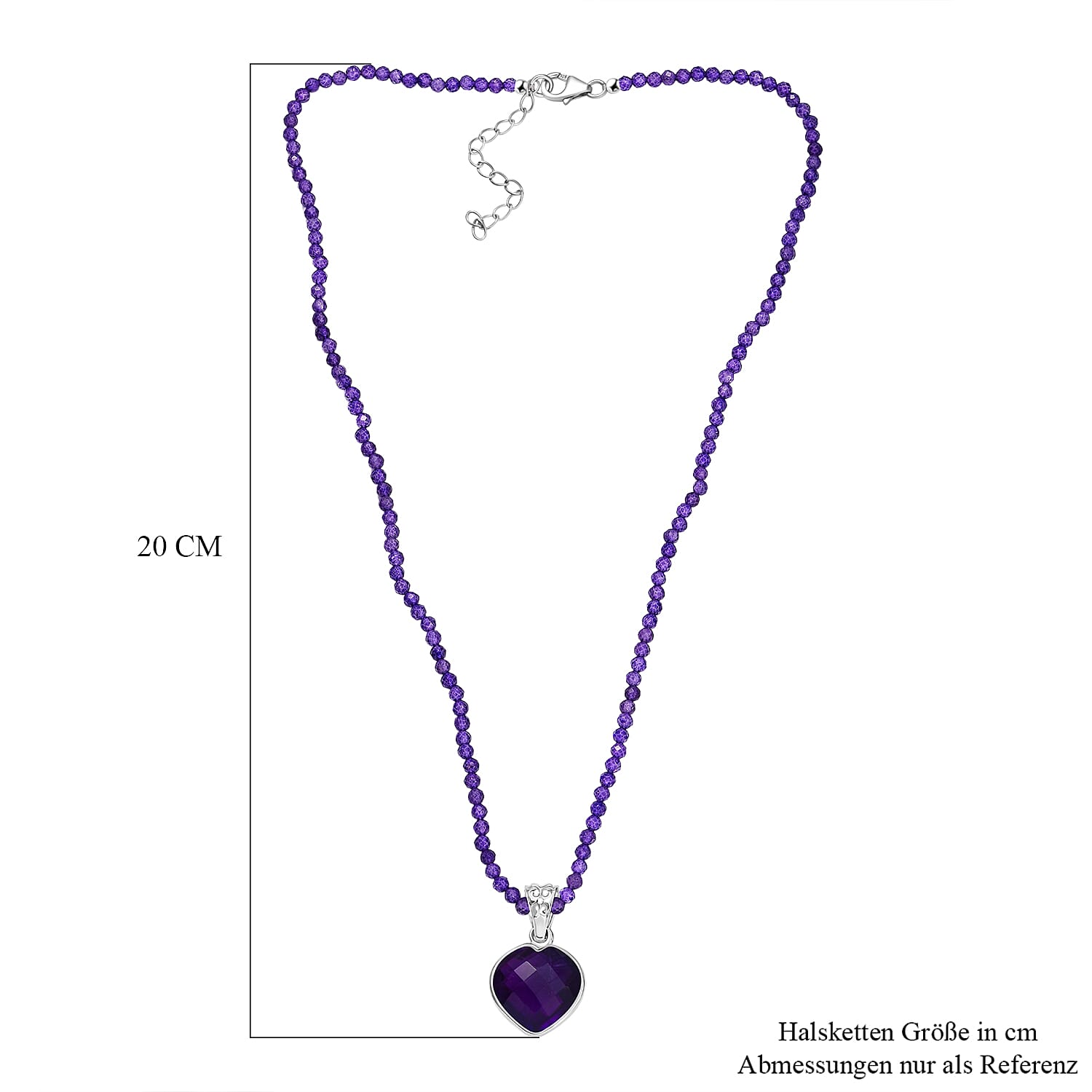 D'Joy African Amethyst 40.90 ctw Pendant Necklace in Rhodium Over Sterling Silver 20 Inches 
