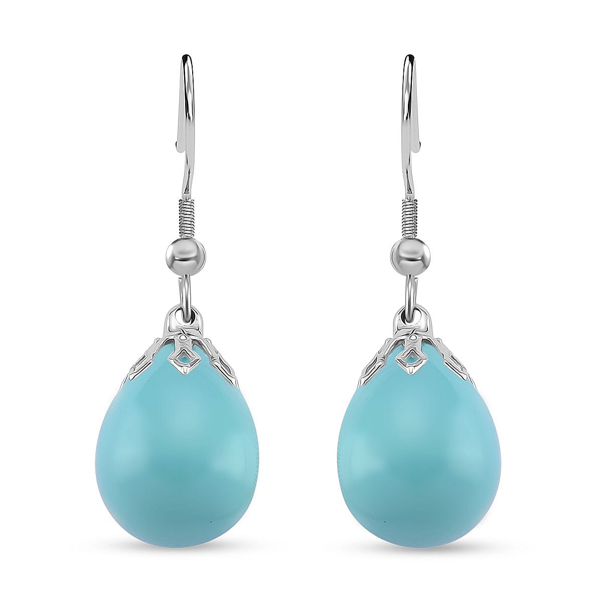 Shell Pearl 90.00 ctw Set Earrings and Pendant Necklace (20 Inches) in Silvertone