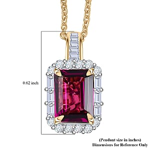 Luxoro AAA Radiant Ember Garnet and I2 Diamond 2.11 ctw Pendant Necklace in 10K Yellow Gold 20 Inches
