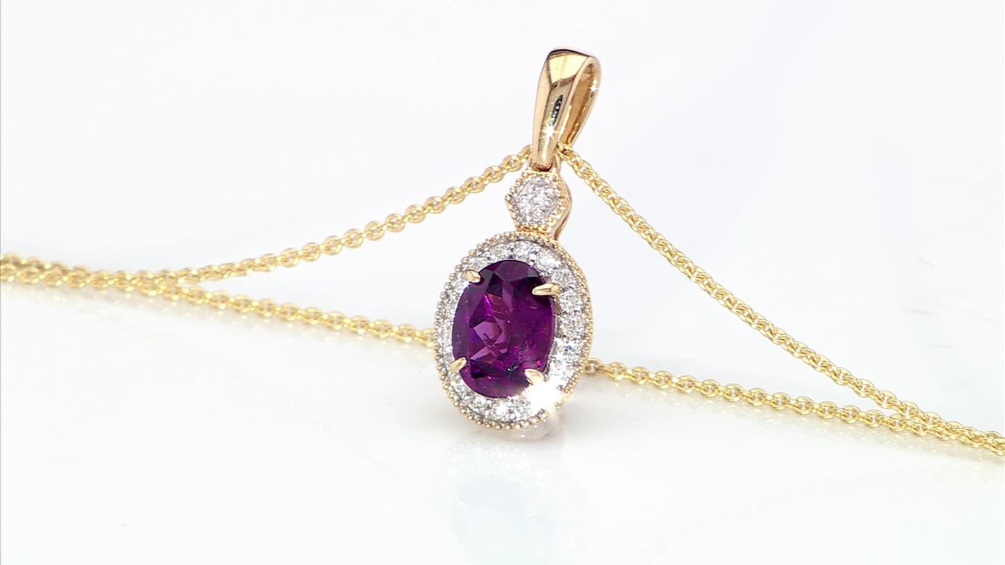 Luxoro AAA Radiant Ember Garnet and G-H I2 Diamond 1.65 ctw Pendant Necklace in 10K Yellow Gold 20 Inches