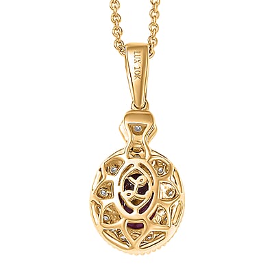 Luxoro AAA Radiant Ember Garnet and G-H I2 Diamond 1.65 ctw Pendant Necklace in 10K Yellow Gold 20 Inches