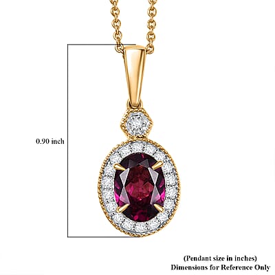 Luxoro AAA Radiant Ember Garnet and G-H I2 Diamond 1.65 ctw Pendant Necklace in 10K Yellow Gold 20 Inches