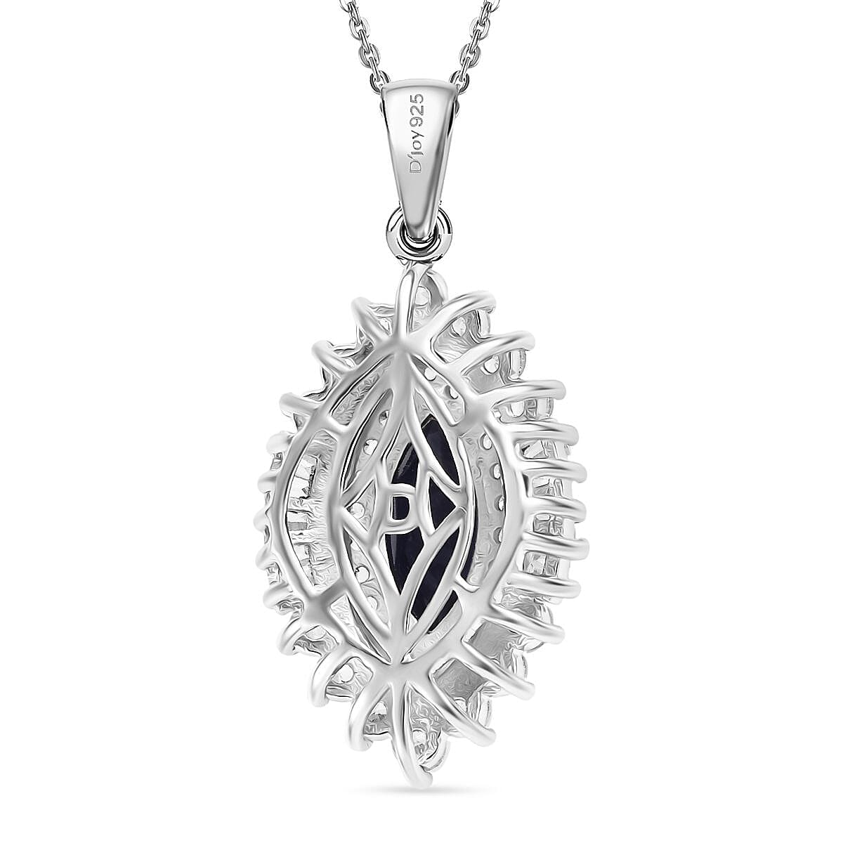 D'Joy Catalina Iolite and White Zircon 2.75 ctw Pendant Necklace in Rhodium Over Sterling Silver 20 Inches image number 4
