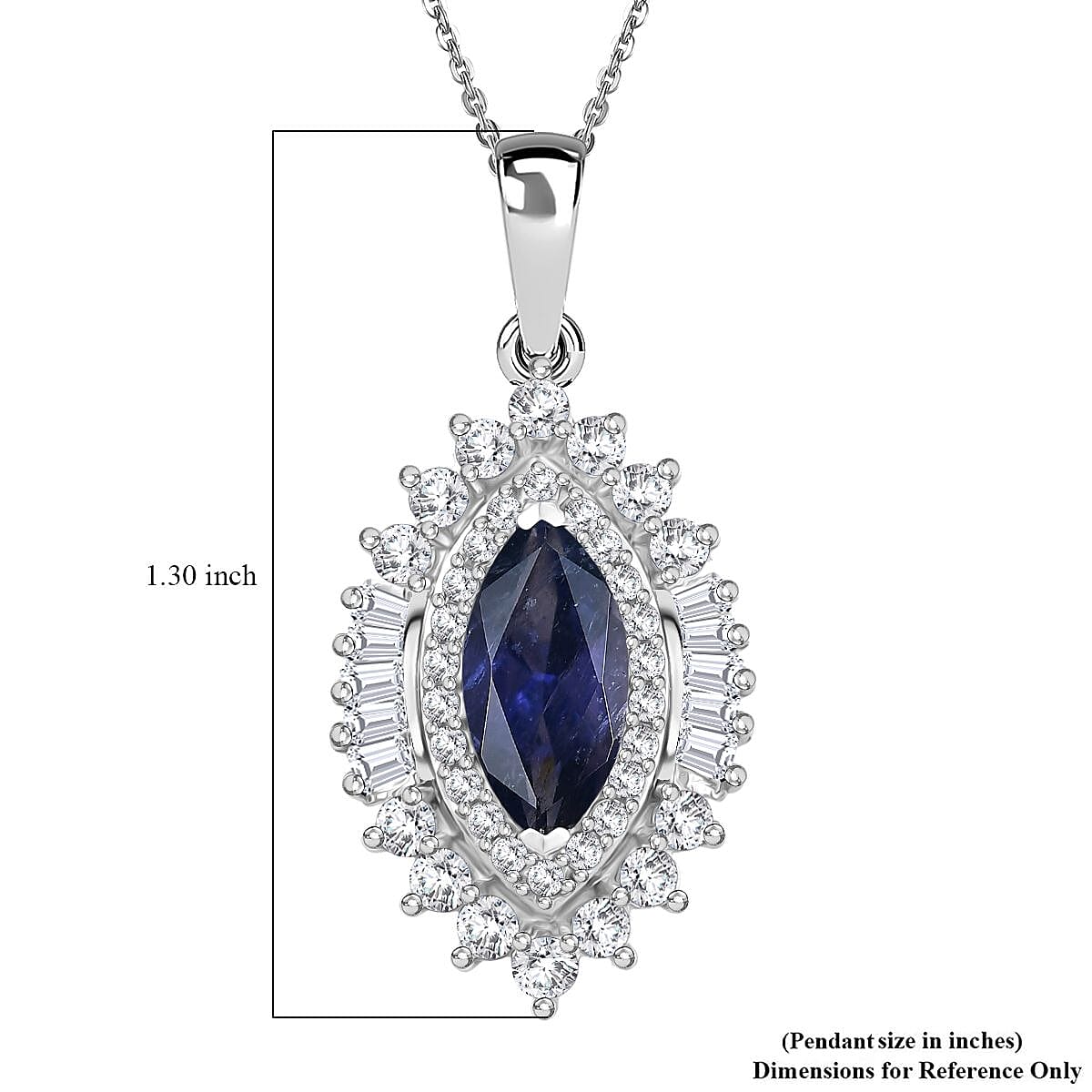 D'Joy Catalina Iolite and White Zircon 2.75 ctw Pendant Necklace in Rhodium Over Sterling Silver 20 Inches image number 5