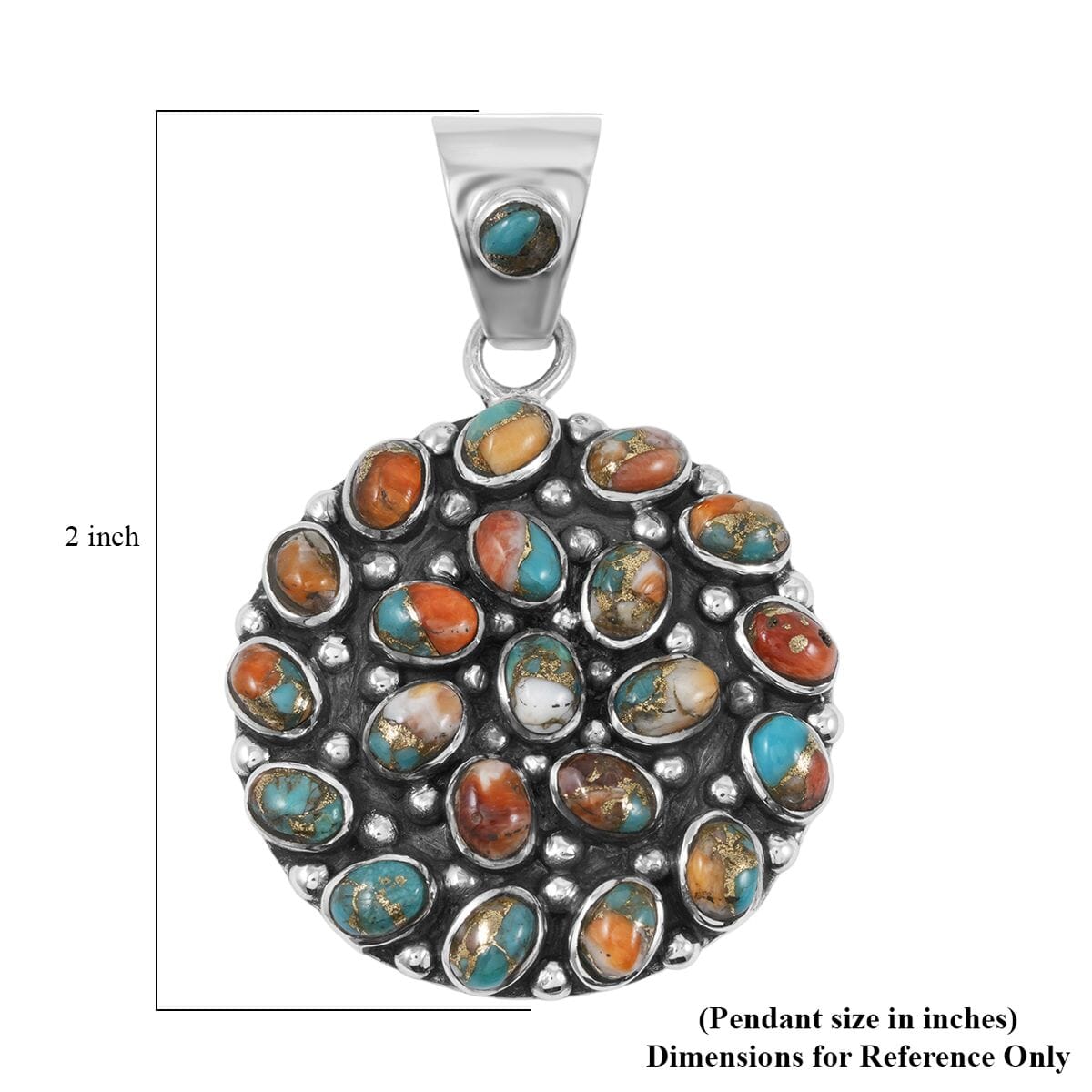 Santa Fe Style Spiny Turquoise 57.00 ctw Pendant and Earrings in Sterling Silver image number 4