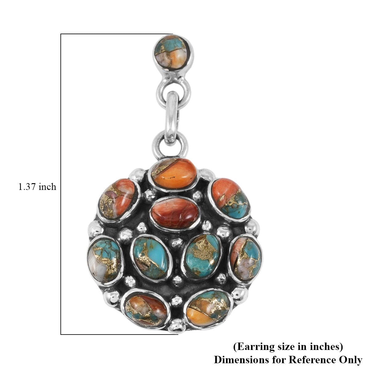 Santa Fe Style Spiny Turquoise 57.00 ctw Pendant and Earrings in Sterling Silver image number 7