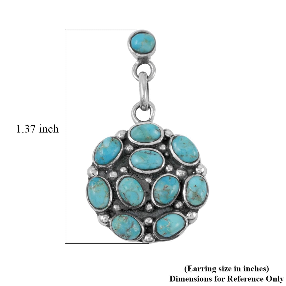Santa Fe Style Kingman Turquoise 57.00 ctw Pendant and Earrings in Sterling Silver image number 7