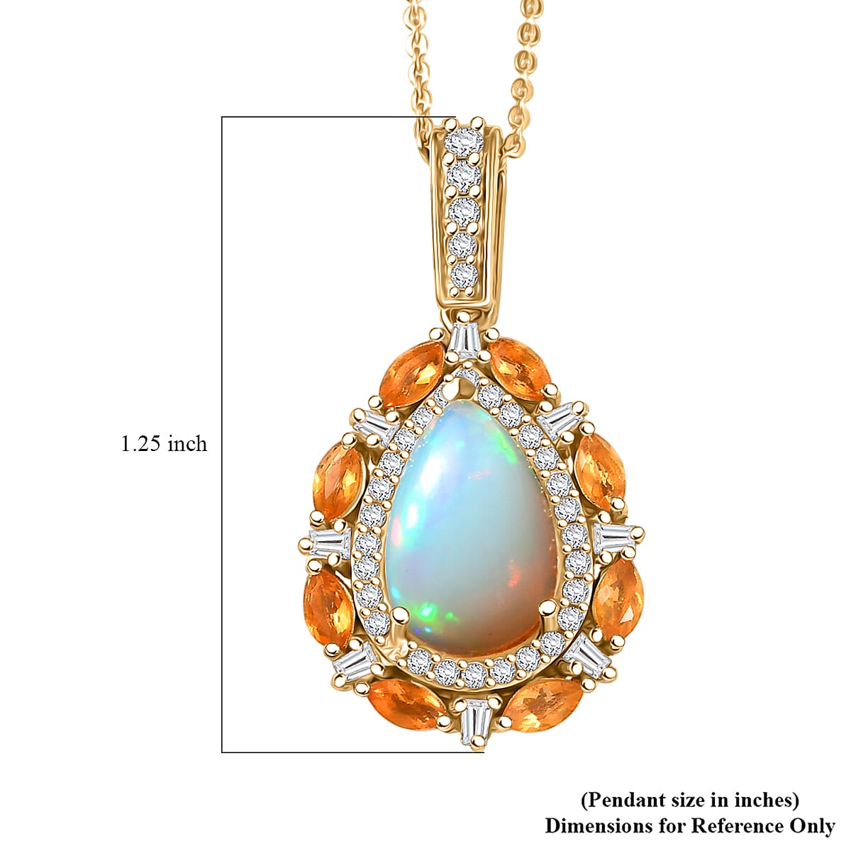 Doorbuster D’Joy Ethiopian Welo Opal and Multi Gemstone 2.90 ctw Sunburst Halo Pendant Necklace in 18K Vermeil Yellow Gold Over Sterling Silver 20 Inches image number 6