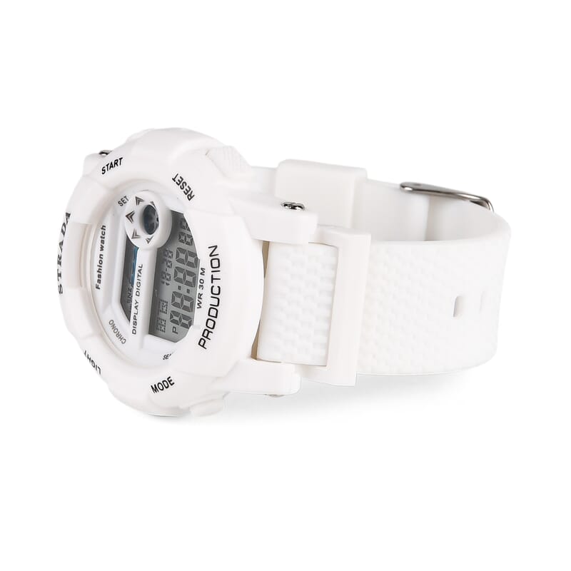 Strada Electronic Movement Watch in White Strap and Pink Water Bottle 650ml