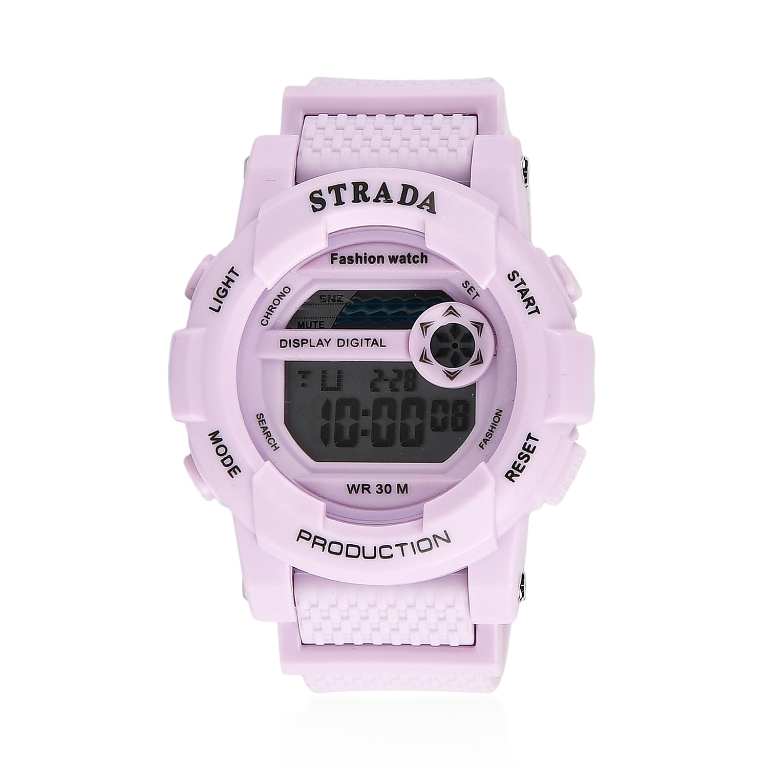Strada Electronic Movement Watch in Purple Strap and Pink Water Bottle 650ml