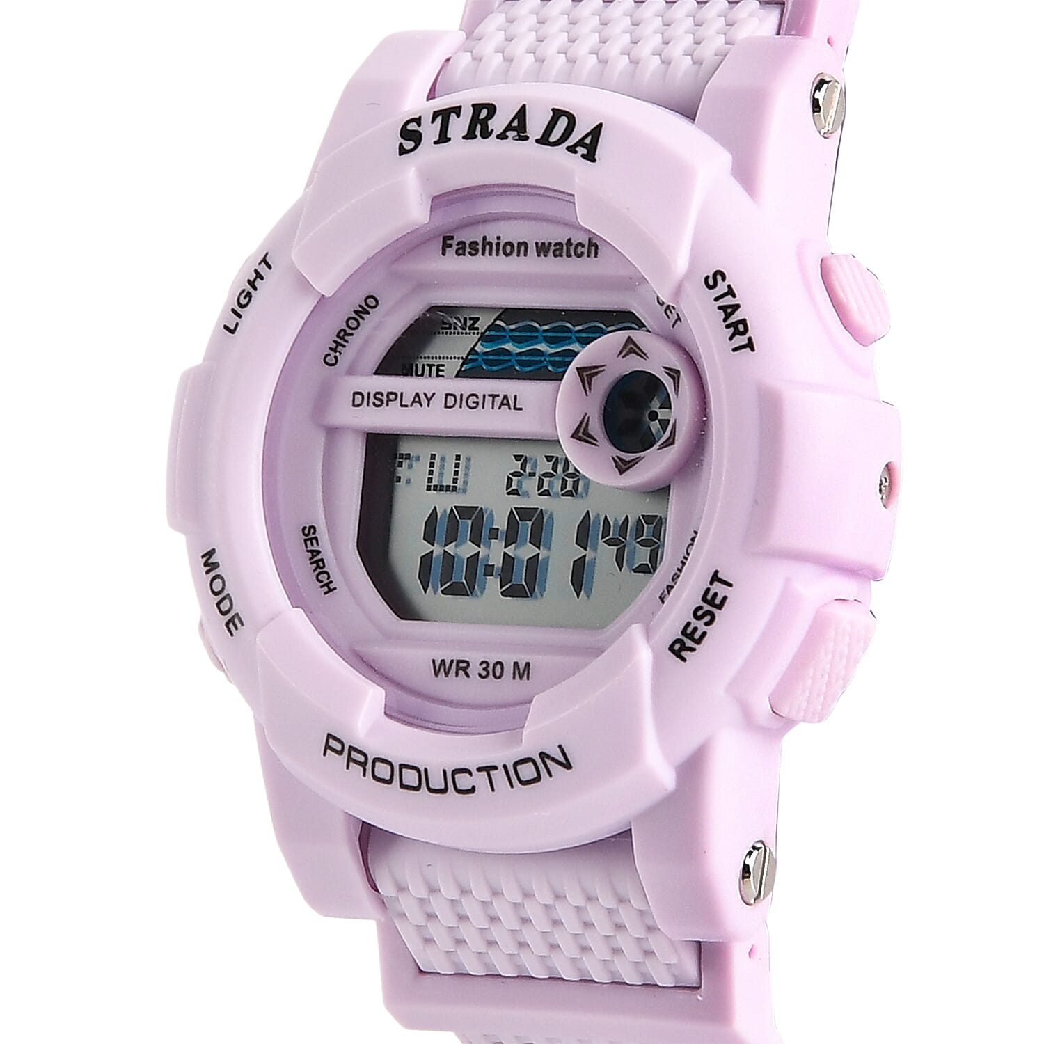 Strada Electronic Movement Watch in Purple Strap and Pink Water Bottle 650ml