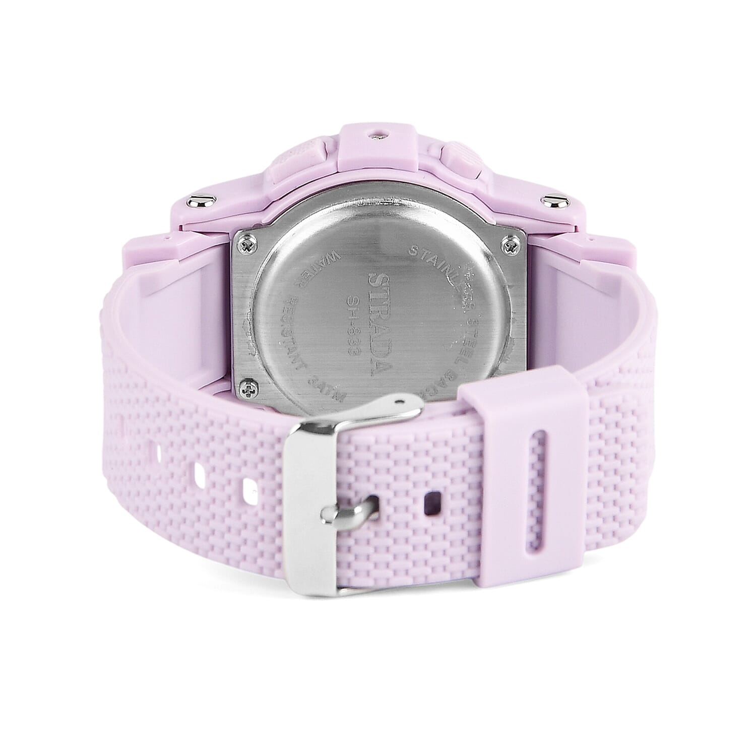 Strada Electronic Movement Watch in Purple Strap and Pink Water Bottle 650ml