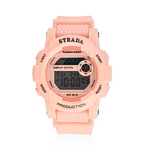 Strada Electronic Movement Watch in Pink Strap and Pink Water Bottle 650ml