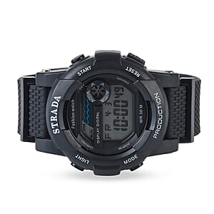 Strada Electronic Movement Watch in Black Strap and Blue Water Bottle 650ml