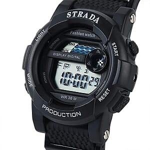 Strada Electronic Movement Watch in Black Strap and Blue Water Bottle 650ml