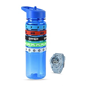Strada Electronic Movement Watch in Blue Strap and Blue Water Bottle 650ml