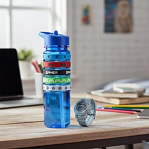 Strada Electronic Movement Watch in Blue Strap and Blue Water Bottle 650ml