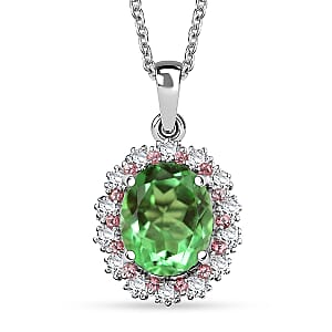 EverTrue Chartreuse Quartz and Multi Gemstone 4.75 ctw Pendant in Platinum Bond with Stainless Steel Necklace 20 Inches