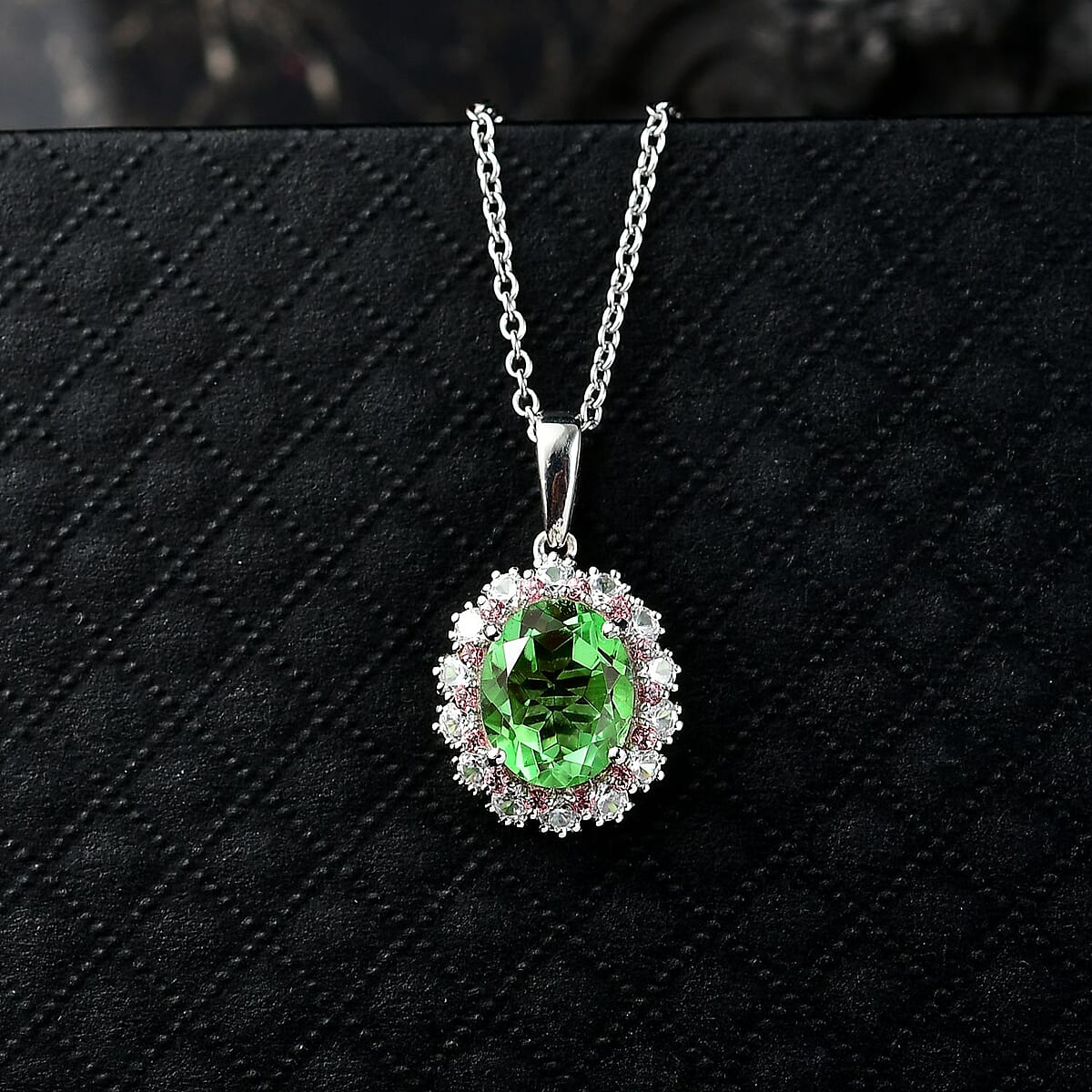 EverTrue Chartreuse Quartz and Multi Gemstone 4.75 ctw Pendant in Platinum Bond with Stainless Steel Necklace 20 Inches image number 1