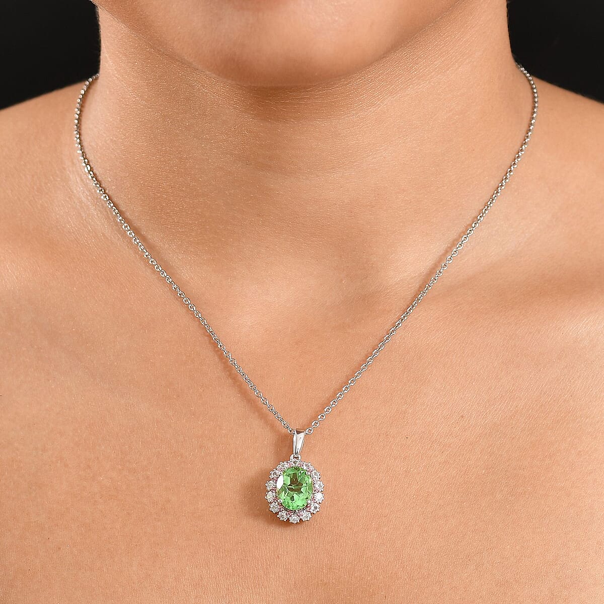 EverTrue Chartreuse Quartz and Multi Gemstone 4.75 ctw Pendant in Platinum Bond with Stainless Steel Necklace 20 Inches image number 2