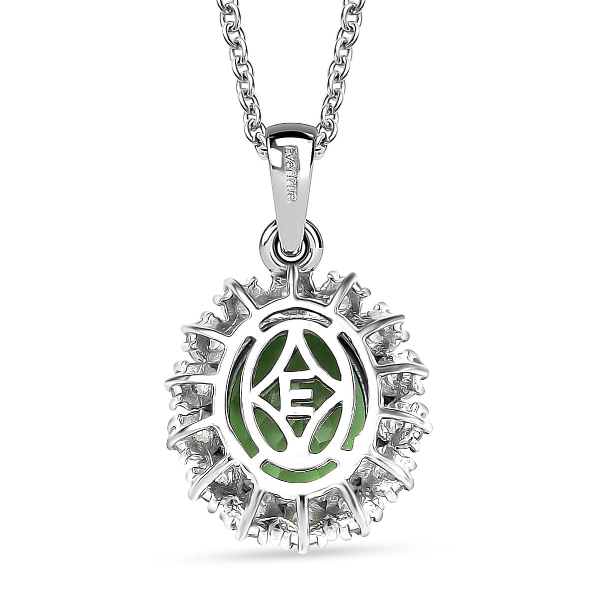 EverTrue Chartreuse Quartz (Triplet) and Multi Gemstone 4.75 ctw Classic Halo Pendant in Platinum Bond with Stainless Steel Necklace 20 Inches