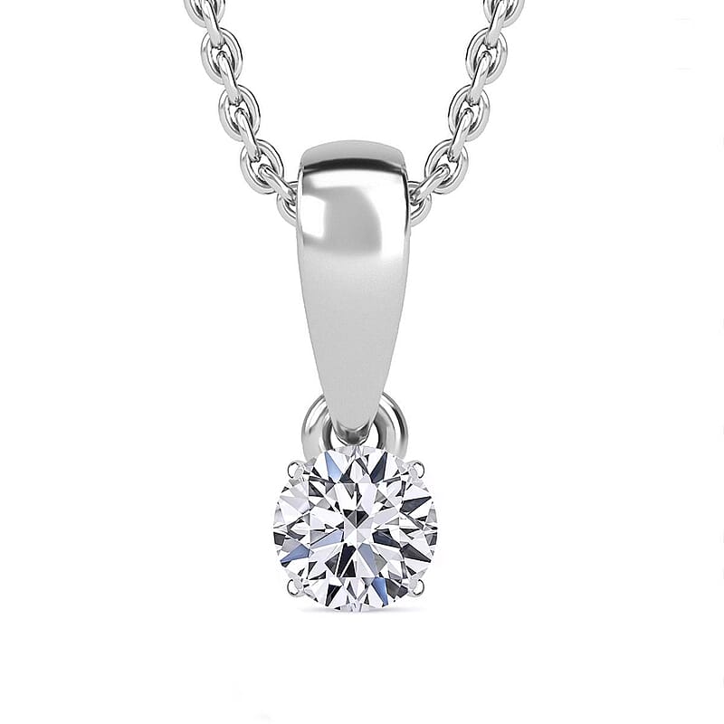 Luxuriant Lab Grown Diamond E-F VS 0.50 ctw Pendant Necklace in Rhodium Over Sterling Silver 20 Inches