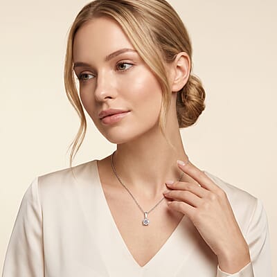 Luxuriant Lab Grown Diamond E-F VS 0.50 ctw Pendant Necklace in Rhodium Over Sterling Silver 20 Inches
