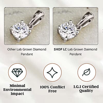 Luxuriant Lab Grown Diamond E-F VS 0.50 ctw Pendant Necklace in Rhodium Over Sterling Silver 20 Inches