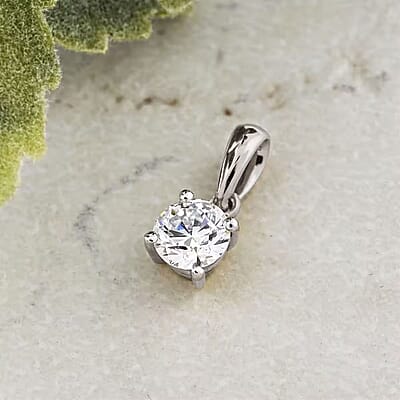 Luxuriant Lab Grown Diamond E-F VS 0.50 ctw Pendant Necklace in Rhodium Over Sterling Silver 20 Inches