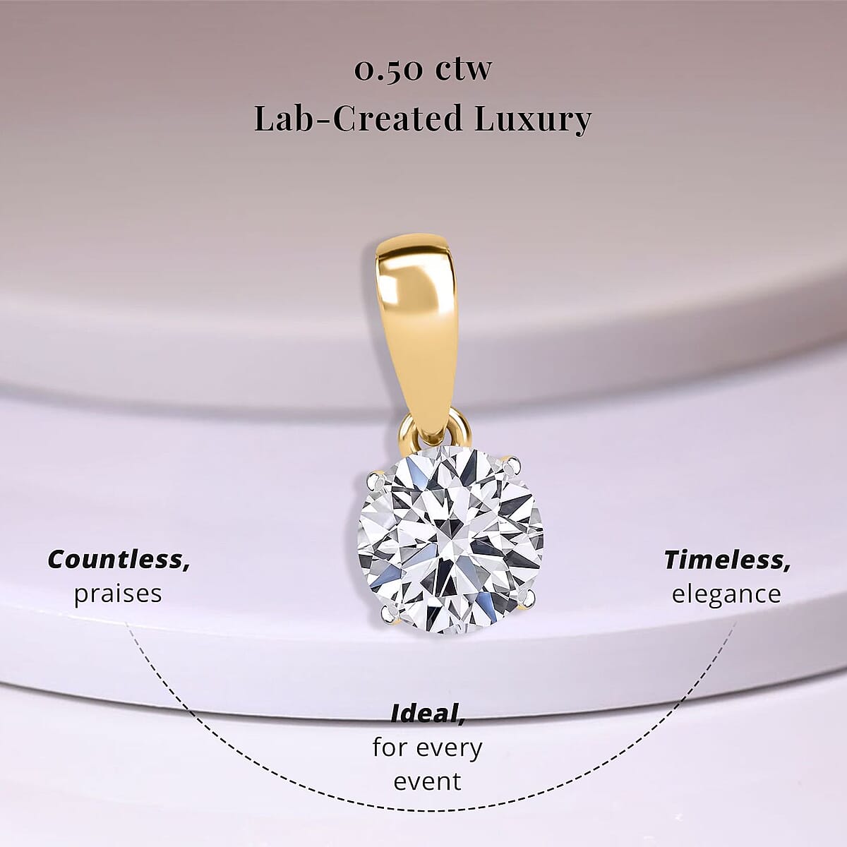 Luxuriant Lab Grown Diamond E-F VS 0.50 ctw Pendant Necklace in 18K Vermeil Yellow Gold Sterling Silver 20 Inches (Del. in 10-12 Days) image number 2