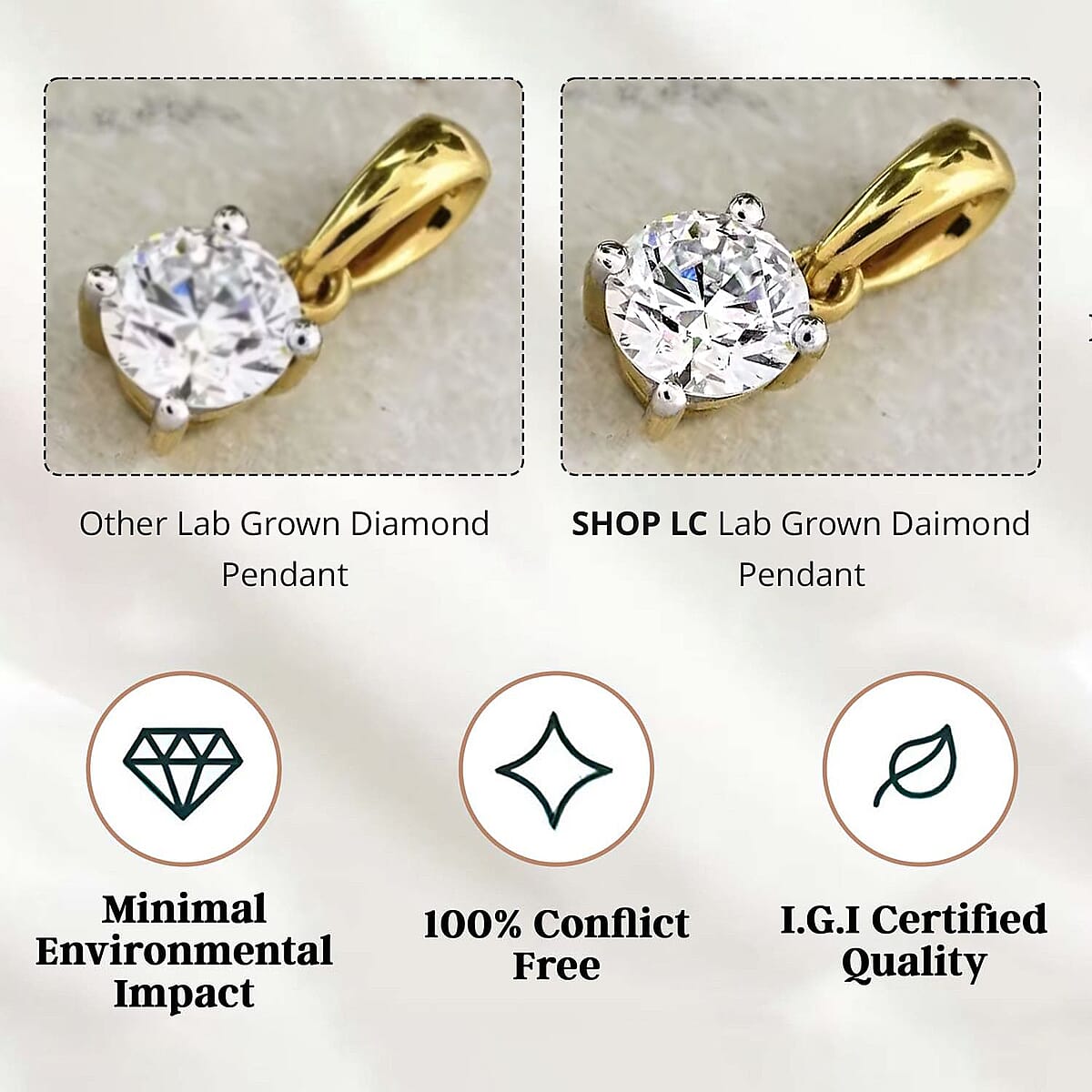 Luxuriant Lab Grown Diamond E-F VS 0.50 ctw Pendant Necklace in 18K Vermeil Yellow Gold Sterling Silver 20 Inches (Del. in 10-12 Days) image number 6