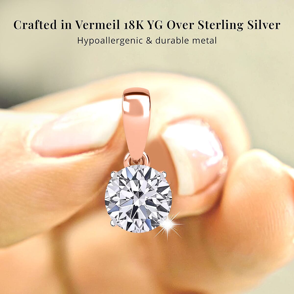 Luxuriant Lab Grown Diamond E-F VS 0.50 ctw Pendant Necklace in 18K Vermeil Rose Gold Sterling Silver 20 Inches image number 4