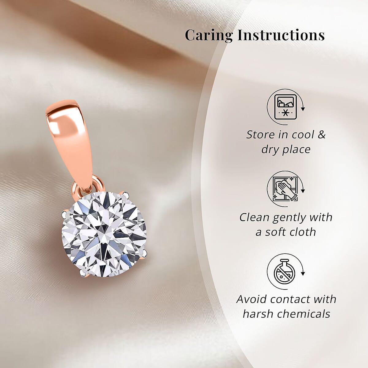 Luxuriant Lab Grown Diamond E-F VS 0.50 ctw Pendant Necklace in 18K Vermeil Rose Gold Sterling Silver 20 Inches image number 7