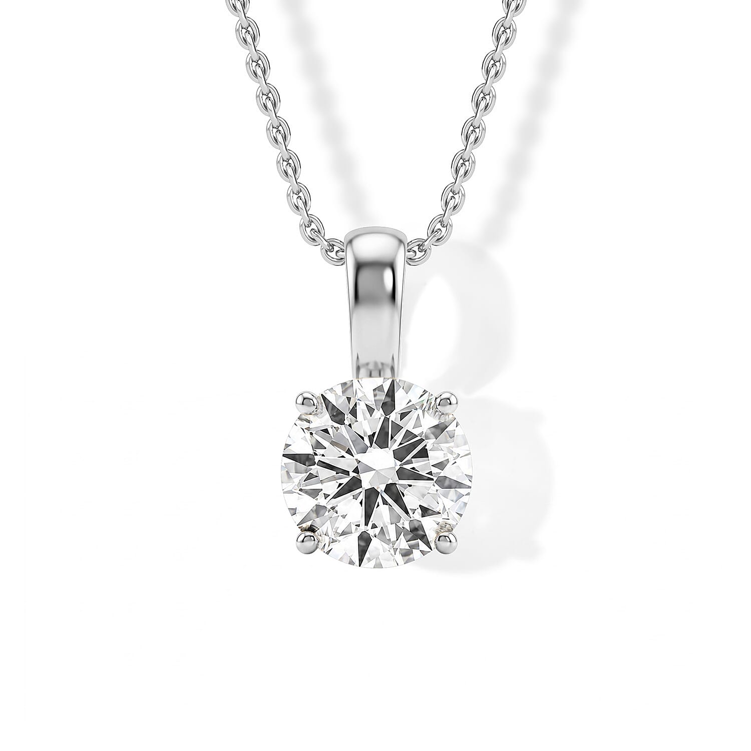 Luxuriant Lab Grown Diamond E-F VS Solitaire Pendant Necklace in 10K White Gold 20 Inches 0.50 ctw.