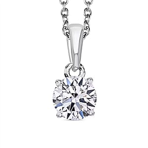 Luxuriant Lab Grown Diamond E-F VS 1.00 ctw Pendant Necklace in Rhodium Over Sterling Silver 20 Inches (Del. in 10-12 Days)