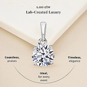 Luxuriant Lab Grown Diamond E-F VS 1.00 ctw Pendant Necklace in Rhodium Over Sterling Silver 20 Inches (Del. in 10-12 Days)